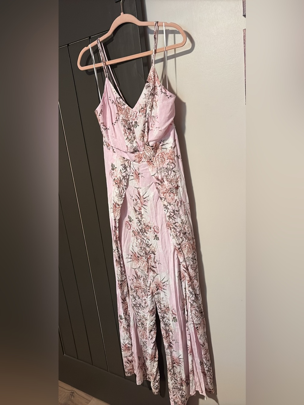 entro Pink Floral Wrap-Style Maxi Romper